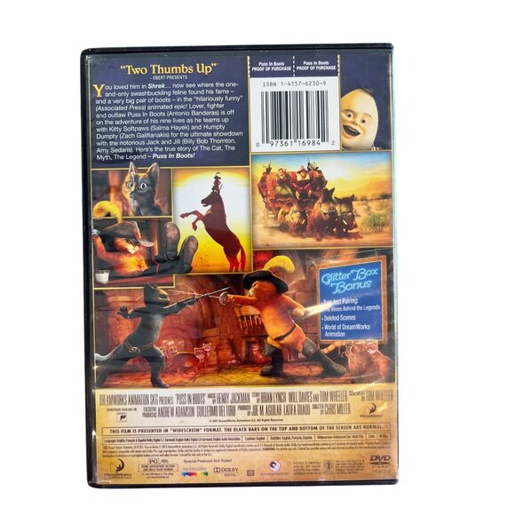 Puss In Boots DreamWorks DVD Adventure Comedy Movie Pre-Owned - Picture 4 of 4